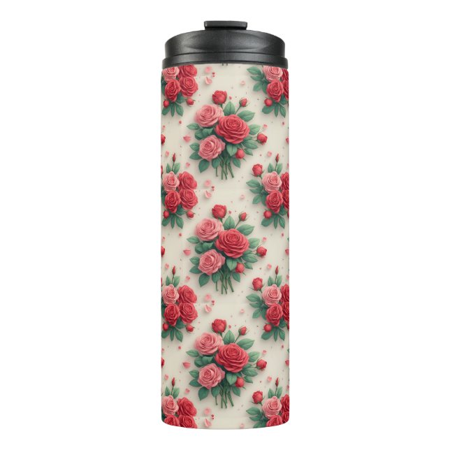 Termo Ramos de rosas rosadas y rojas elegantes (Anverso)