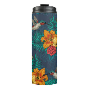 Termo Ramos tropicales y colibríes