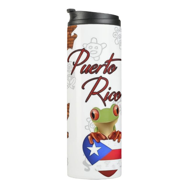 Termo Rana Coqui y bandera puertorriqueña (Rotado hacia la derecha)