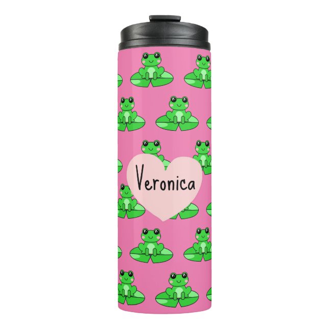 Termo Rana Cuta Personalizada | Nombre en el corazón (Anverso)