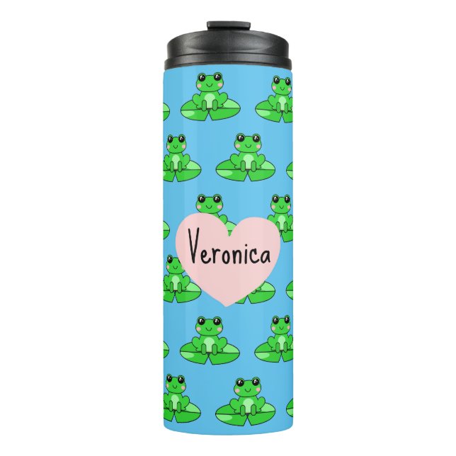 Termo Rana Cuta Personalizada | Nombre en el corazón (Anverso)