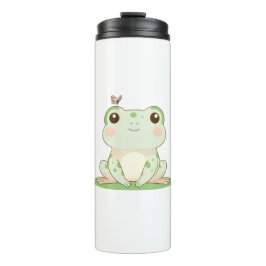 Termo Rana Kawaii con Diseño de Naturaleza Llena de Mari