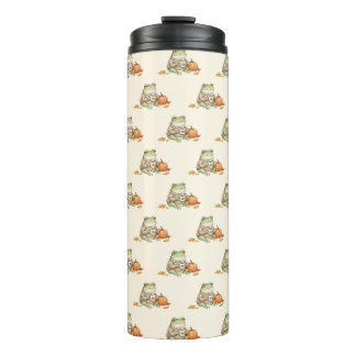 Termo Rana Kawaii de Otoño Acogedor Latte de Especias de