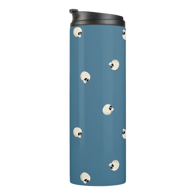 Termo Random Cute Kawaii Skull Dots azul pálido (Rotado hacia la derecha)