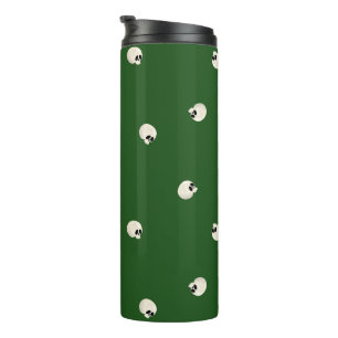 Termo Random Cute Kawaii Skull Dots color verde oscuro