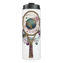 Raqueta de tenis cósmica dorada