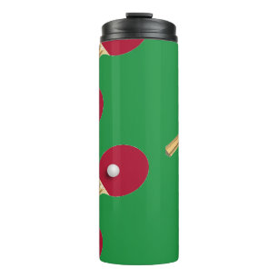Termo Raqueta de tenis de mesa y bola en verde