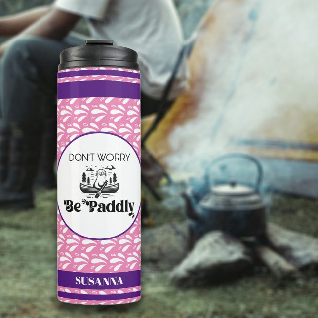 Termo Rasas de patrón rosado retro Nombre personalizado  (Subido por el creador)