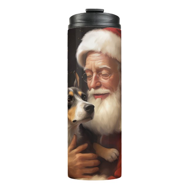 Termo Rat Terrier Con Santa Claus Navidades festivos (Anverso)