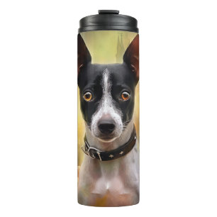 Termo Rat Terrier de Halloween con calabazas asustadas