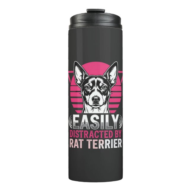 Termo Rat Terrier Fácilmente Distraído Perro Retro (Anverso)