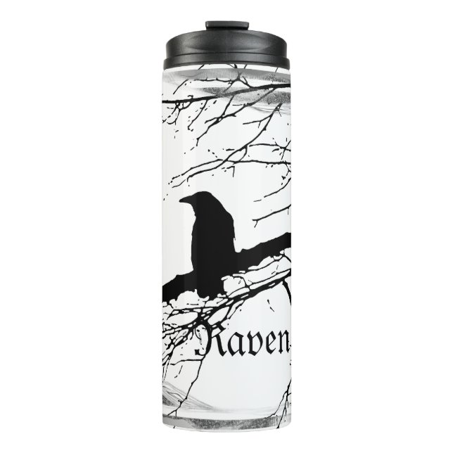 Termo Raven en blanco y negro (Anverso)
