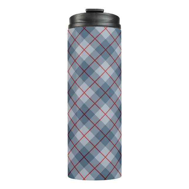 Termo Raya Azul-Roja de la tela escocesa diagonal (Anverso)