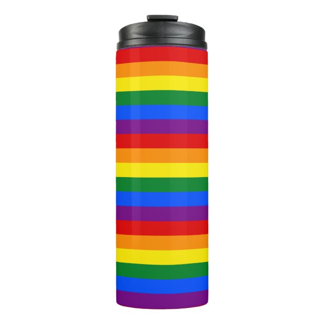 Termo Rayas arco iris Gay Prige Diseño Termal Tumbler (Anverso)