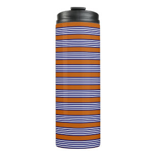 Termo Rayas azul y blanca de la marina con naranja quema