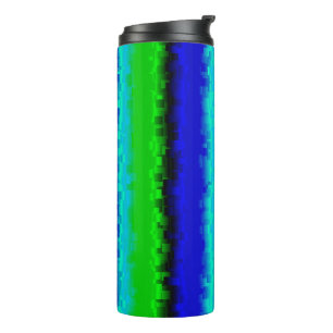 Termo Rayas Azules Verdes de Vidrio Roto