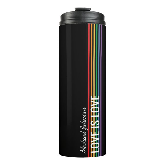 Termo Rayas de Arcoíris Personalizadas LGBT Personalizad (Anverso)