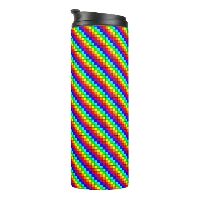 Termo Rayas de Arcoíris - Tumbler Térmico (Rotado hacia la derecha)
