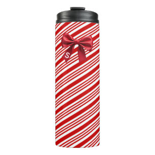 Termo Rayas de Caramelo Rojo Lazo Festivo Navidad
