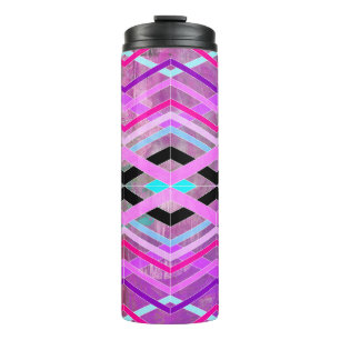Termo Rayas de cruce geométrico morado rosa y Aqua