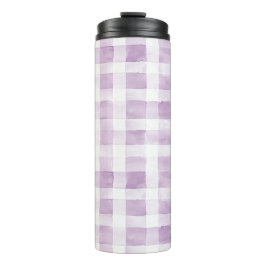 Termo Rayas de Cuadro Escocés Blanco Morado
