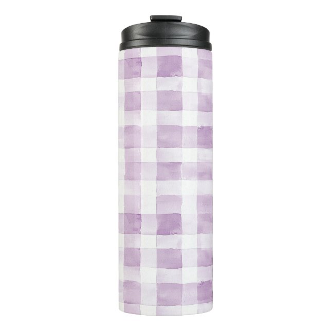 Termo Rayas de Cuadro Escocés Blanco Morado (Anverso)