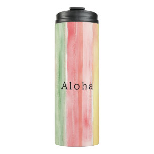 Termo Rayas de menta rosadas amarillas Aloha