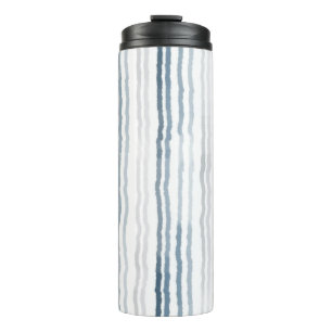 Termo Rayas finas de acuarela, azul pizarra, gris, blanc