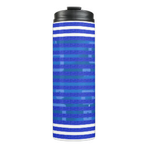 Termo Rayas Geométricas Blancas Azules Frías