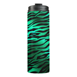 Termo Rayas Negras de Tigre Verde Esmeralda Animales Sal
