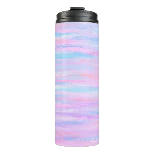 Termo Rayas pintadas de color turquesa rosa morado (Anverso)