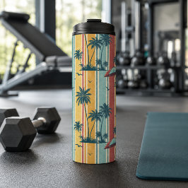 Termo Rayas Retro Palmeras Tropicales