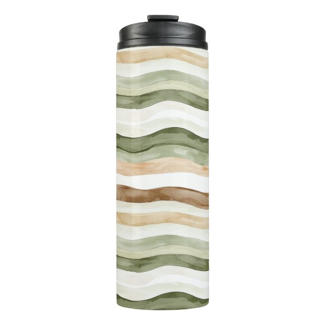 Termo Rayas Verdes Crema Marrón (Anverso)
