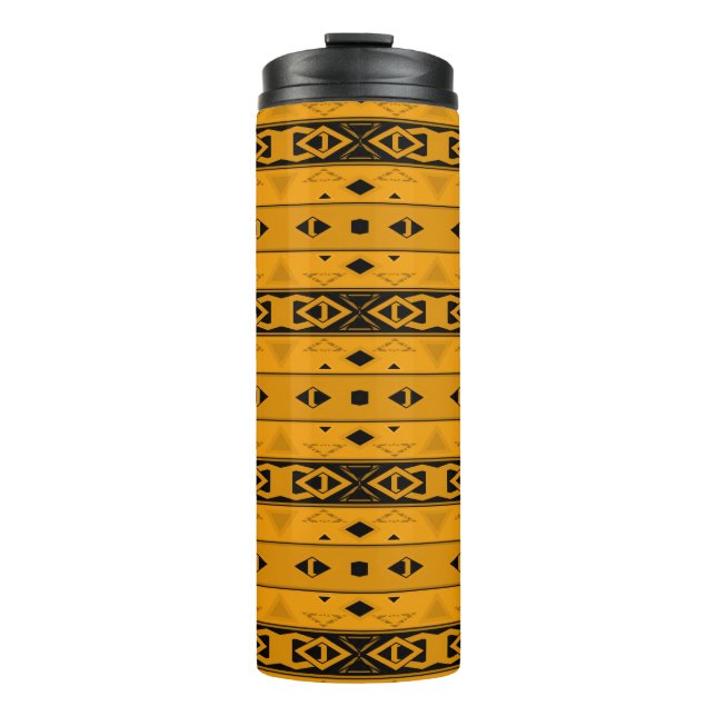 Termo Rayas y formas geométricas amarillo negro (Anverso)