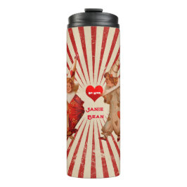 Termo Rayas y payasos de San Valentín con corazón