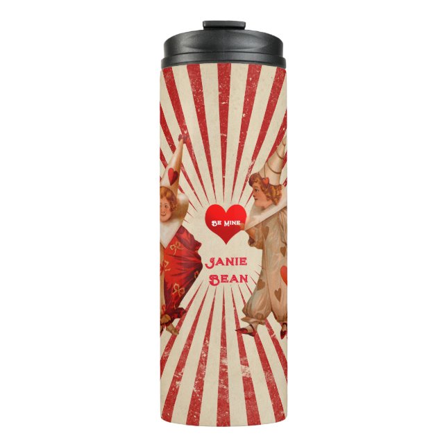 Termo Rayas y payasos de San Valentín con corazón (Anverso)