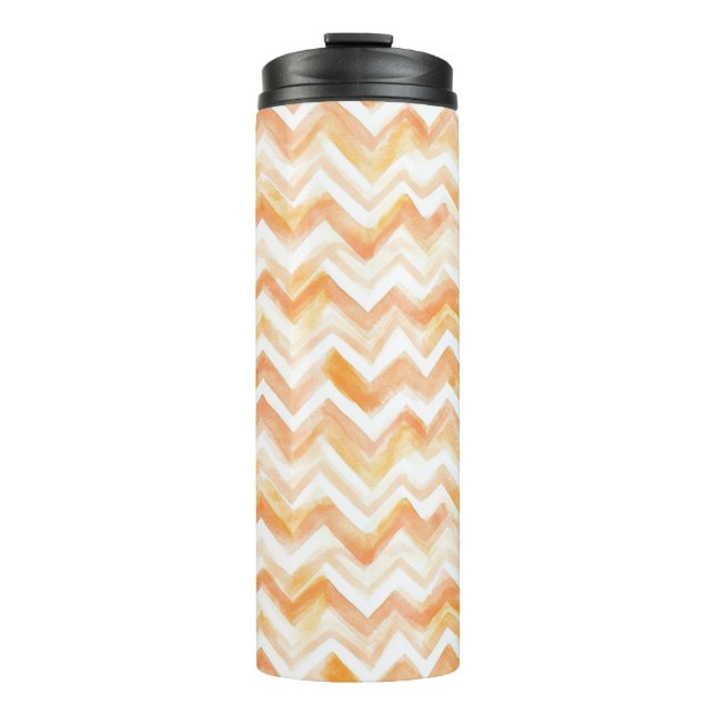 Termo Rayas Zigzag Blancas Naranja Melocotón (Anverso)