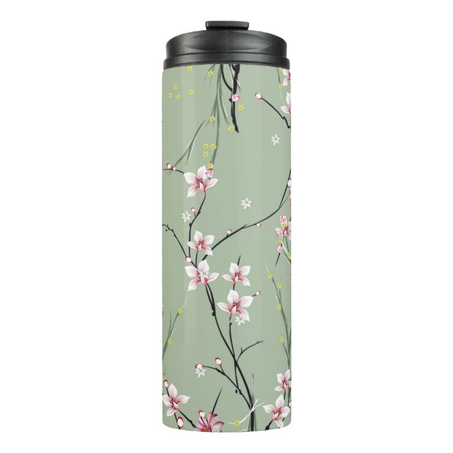 Termo red and yellow small flower pattern on green backg (Anverso)