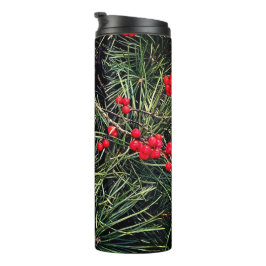 Termo Red Berries Pine Needles Christmas Photo
