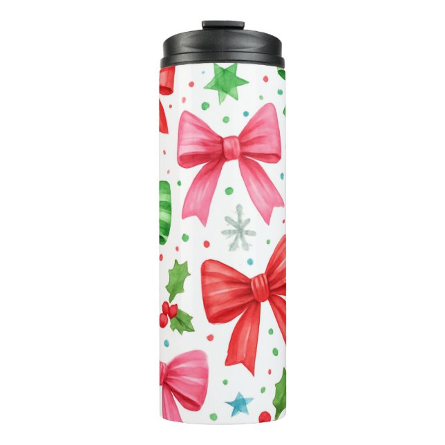 Termo Red & Green Bow Christmas Tumbler – Christmas Gift (Anverso)