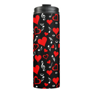 Termo Red Hearts and Music Notes