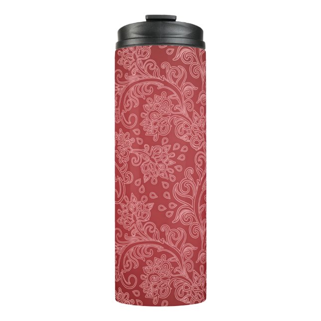 Termo Red Paisley Damask Designer Floral Classic (Anverso)