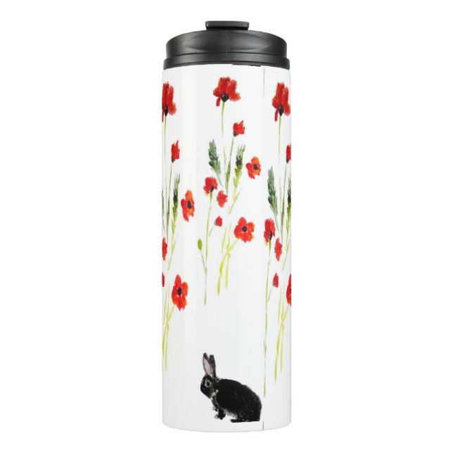 Termo Red Poppies Bunny Rabbit Floral (Anverso)