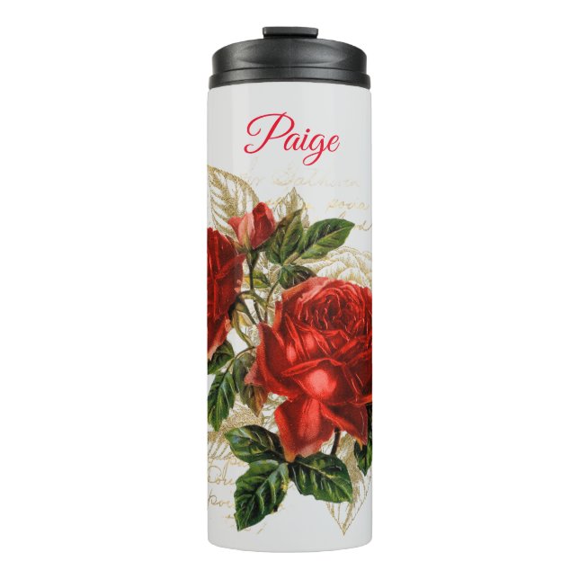 Termo Red Roses Personalizado Nombre Termal Tumbler (Anverso)