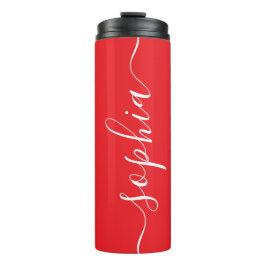 Termo Red White Script Custom Name Thermal Tumbler