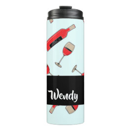 Termo Red wine bottles and glasses pattern