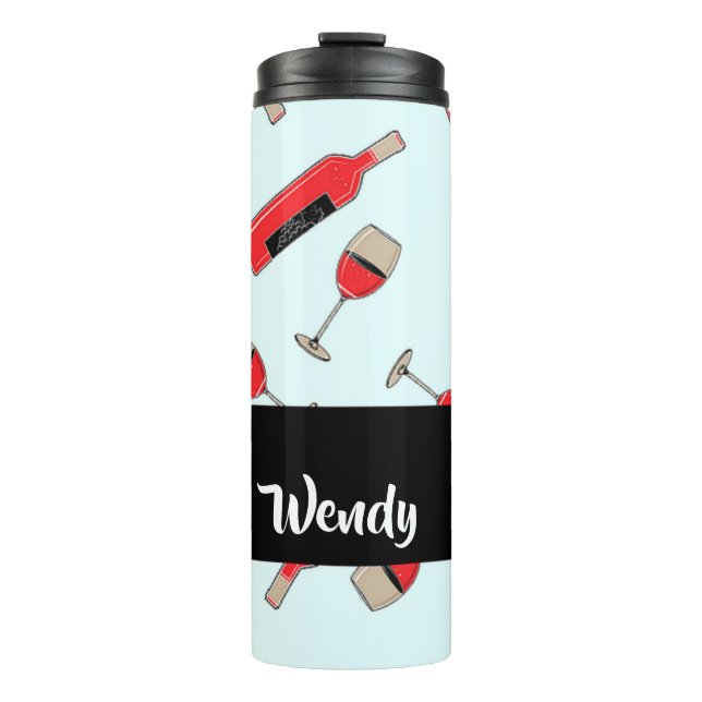 Termo Red wine bottles and glasses pattern (Anverso)