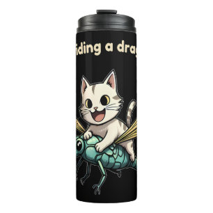 Termo Regalo de arte de gato montando libélula para aman