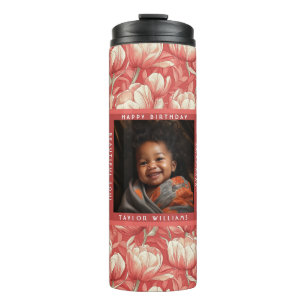 Termo Regalo de cumpleaños personalizado de tulipanes in