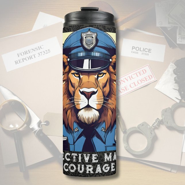 Termo Regalo de león de cumpleaños para oficiales de pol (Birthday Lion Gift for Police Officers Dad Husband)